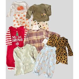 Baby Girl 9M Clothes Bundle Lot 9pc Carter’s Little Co Dresses Outfit Sets Cute